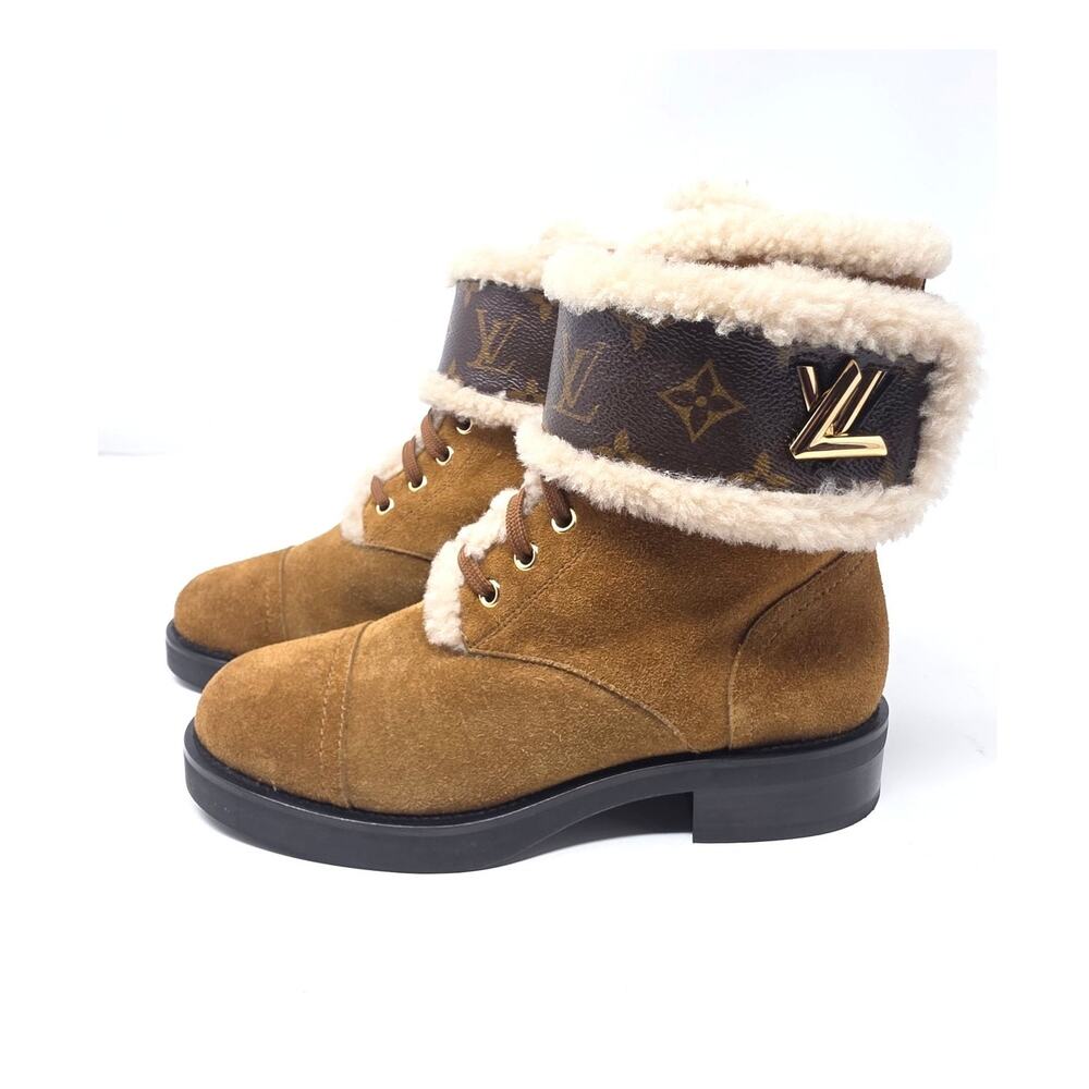Louis Vuitton Ranger Wonderland Monogram Shearling Suede Ankle Boots Brown 37 7
